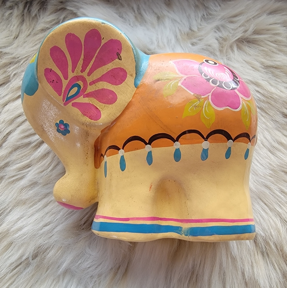 Folk Art Elephant Figurine, Made in USSR